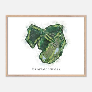 Fox Hopyard Golf Club à East Haddam, Connecticut - Carte aquarelle classique | Cadeau golfeur, oeuvre d'art murale de golf, impression d'affiche de golf, aménagement du parcours