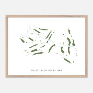 Sunset Ridge Golf Links in Westbrook, Maine: moderne aquarelkaart | Golfcadeau, golfmuurkunst, golfposterprint, baanindeling