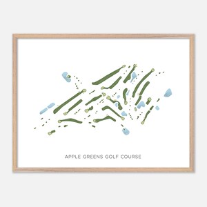Parcours de golf Apple Greens à Highland, New York - Carte aquarelle moderne | Cadeau golfeur, oeuvre d'art murale de golf, impression d'affiche de golf, aménagement du parcours
