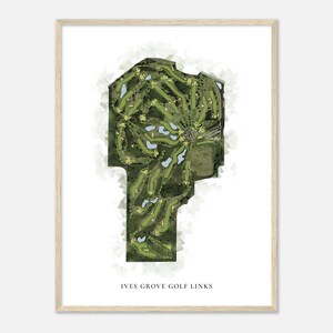 Ives Grove Golf Links, Wisconsin - Klassieke aquarelkaart | Golfer cadeau, golf kunst aan de muur, golf poster print, baanindeling