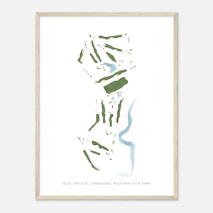 Bear Trace in Cumberland Mountain State Park, Tennessee - moderne aquarelkaart | Golfer cadeau, golf kunst aan de muur, golf poster print