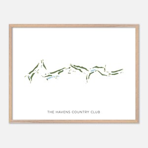 The Havens Country Club a Vista, California - Mappa moderna ad acquerello / Regalo per golfisti, Arte murale per golf, Stampa poster per golf, Layout del campo
