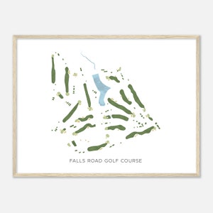 Falls Road Golf Course, Maryland - Moderne aquarelkaart | Golfer cadeau, golf kunst aan de muur, golf poster print, baanindeling