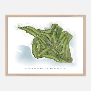 Gowan Brae Golf & Country Club in , Kanada - Klassische Aquarell-Landkarte | Golfer Geschenk, Golf Wandkunst, Golf Poster Druck, Platz Layout