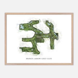 Broken Arrow Golf Club in Lockport, Illinois - Klassische Aquarell Karte | Golfer Geschenk, Golf Wandkunst, Golf Poster Druck, Platz Layout