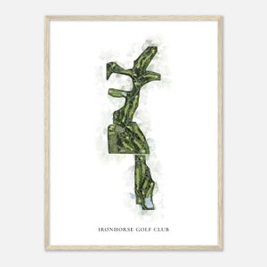 Ironhorse Golf Club, Kansas - Classic Watercolor Map | Golfer Gift, Golf Wall Art, Golf Poster Print, Course Layout