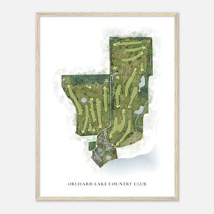 Orchard Lake Country Club, Michigan - Mappa classica ad acquerello/Regalo per golfista, Arte da parete per il golf, Stampa poster di golf, Layout del campo