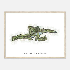Shoal Creek Golf Club, Alabama - Klassieke aquarelkaart | Golfer cadeau, golf kunst aan de muur, golf poster print, baanindeling