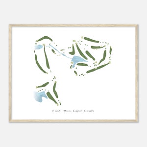 Fort Mill Golf Club, South Carolina - Moderne Aquarell Landkarte | Golfer Geschenk, Golf Wandkunst, Golf Poster Druck, Platz Layout
