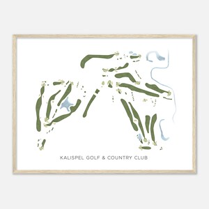 Kalispel Golf & Country Club, Washington - Moderne Aquarell Landkarte | Golfer Geschenk, Golf Wandkunst, Golf Poster Druck, Platz Layout