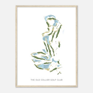 The Old Collier Golf Club, Florida - Moderne Aquarell Landkarte | Golfer Geschenk, Golf Wandkunst, Golf Poster Druck, Platz Layout