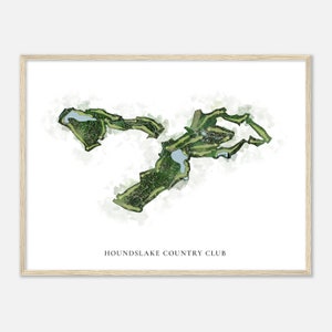 Houndslake Country Club, Carolina del Sud - Mappa classica dell'acquerello / Regalo per golfisti, Arte della parete del golf, Stampa poster del golf, Layout del campo