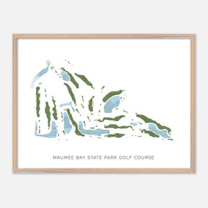Campo da golf del Maumee Bay State Park in Oregon, Ohio - Mappa moderna ad acquerello / Regalo per golfisti, Arte murale per golf, Stampa poster per golf, Layout del campo