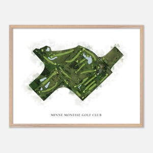 Minne Monesse Golf Club in Grant Park, Illinois - Klassische Aquarell Karte | Golfer Geschenk, Golf Wandkunst, Golf Poster Druck, Platz Layout