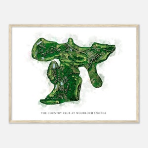Der Country Club in Woodloch Springs, Pennsylvania - Klassische Aquarell Karte | Golfer Geschenk, Golf Wandkunst, Golf Poster Druck, Platz Layout