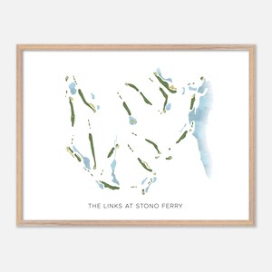 The Links at Stono Ferry à Hollywood, Caroline du Sud - Carte aquarelle moderne | Cadeau de golfeur, oeuvre d'art murale de golf, impression d'affiche de golf