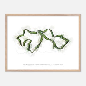 Le parcours Woodhaven au complexe de Glade Springs à Shady Spring, Virginie-Occidentale - Carte aquarelle classique | Cadeau de golfeur, décoration murale de golf