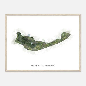 Links at Northfork, Minnesota - Carte aquarelle classique | Cadeau golfeur, oeuvre d'art murale de golf, impression d'affiche de golf, aménagement du parcours