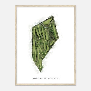 Pajaro Valley Golf Club, Californië - Klassieke aquarelkaart | Golfer cadeau, golf kunst aan de muur, golf poster print, baanindeling