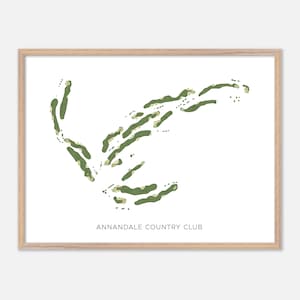 Country Club d'Annandale à Pasadena, Californie - Carte aquarelle moderne | Cadeau golfeur, oeuvre d'art murale de golf, impression d'affiche de golf, aménagement du parcours