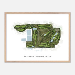 Metamora Fields Golf Club in Metamora, Illinois - Klassische Aquarell Karte | Golfer Geschenk, Golf Wandkunst, Golf Poster Druck, Platz Layout