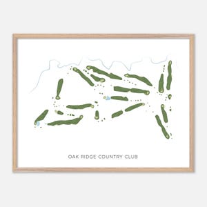 Oak Ridge Country Club in Oak Ridge, Tennessee - Moderne Aquarell Landkarte | Golfer Geschenk, Golf Wandkunst, Golf Poster Druck, Platz Layout