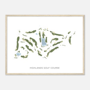 Highlands Golf Course, Nebraska - Modern Watercolor Map | Golfer Gift, Golf Wall Art, Golf Poster Print, Course Layout