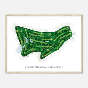 McCann Memorial Golf Course, New York - Klassieke aquarelkaart | Golfer cadeau, golf kunst aan de muur, golf poster print, baanindeling