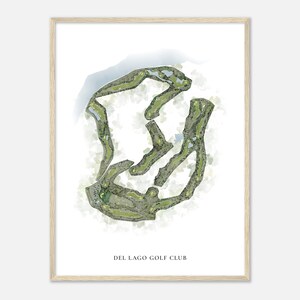 Del Lago Golf Club, Arizona - Carte aquarelle classique | Cadeau golfeur, oeuvre d'art murale de golf, impression d'affiche de golf, aménagement du parcours