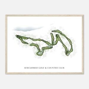 Semiahmoo Golf & Country Club, Washington - Klassieke aquarelkaart | Golfer cadeau, golf kunst aan de muur, golf poster print, baanindeling