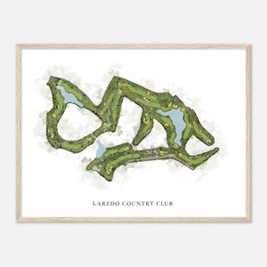 Laredo Country Club, Texas - Classic Watercolor Map | Golfer Gift, Golf Wall Art, Golf Poster Print, Course Layout