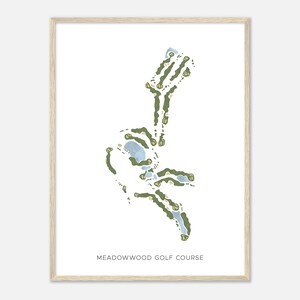 MeadowWood Golf Course, Washington - Moderne aquarelkaart | Golfer cadeau, golf kunst aan de muur, golf poster print, baanindeling