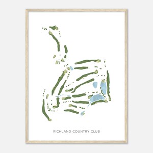 Richland Country Club, Tennessee - Modern Watercolor Map | Golfer Gift, Golf Wall Art, Golf Poster Print, Course Layout