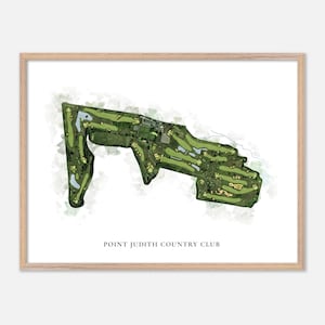 Point Judith Country Club à Narragansett, Rhode Island - Carte aquarelle classique | Cadeau de golfeur, oeuvre d'art murale de golf, impression d'affiche de golf