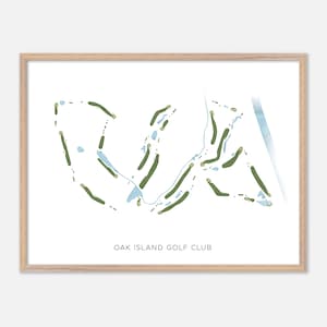Oak Island Golf Club in Caswell Beach, North Carolina - Moderne Aquarell Landkarte | Golfer Geschenk, Golf Wandkunst, Golf Poster Druck