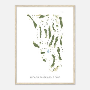 Arcadia Bluffs Golf Club, Michigan - moderne aquarelkaart | Golfer cadeau, golf kunst aan de muur, golf poster print, baanindeling