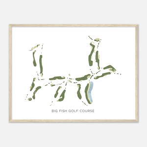 Big Fish Golf Club, Wisconsin - Moderne Aquarell Landkarte | Golfer Geschenk, Golf Wandkunst, Golf Poster Druck, Platz Layout