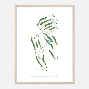 Indian Ridge Golf Club, Massachusetts - moderne aquarelkaart | Golfer cadeau, golf kunst aan de muur, golf poster print, baanindeling