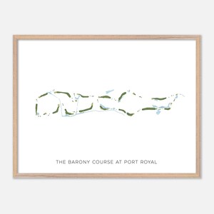 Le parcours Barony à Port Royal à Hilton Head Island, Caroline du Sud - Carte aquarelle moderne | Cadeau de golfeur, décoration murale de golf