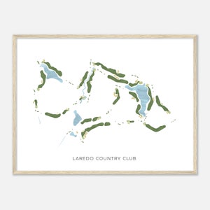 Laredo Country Club, Texas - Mappa acquerello moderna / Regalo per golfista, Arte da parete per golf, Stampa poster di golf, Layout del campo