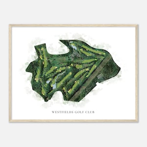 Westfields Golf Club, Virginia - Classic Watercolor Map | Golfer Gift, Golf Wall Art, Golf Poster Print, Course Layout