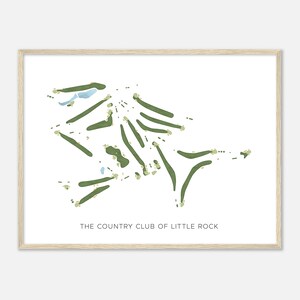 Le country club de Little Rock, Arkansas - Carte aquarelle moderne | Cadeau golfeur, oeuvre d'art murale de golf, impression d'affiche de golf, aménagement du parcours