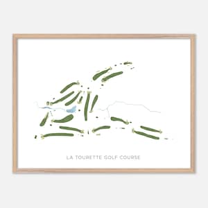 Parcours de golf La Tourette à Staten Island, New York - Carte aquarelle moderne | Cadeau golfeur, oeuvre d'art murale de golf, impression d'affiche de golf, aménagement du parcours