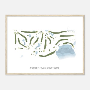 Forest Hills Golf Club, Minnesota - Moderne Aquarell Landkarte | Golfer Geschenk, Golf Wandkunst, Golf Poster Druck, Platz Layout
