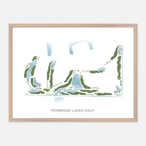 Pembroke Lakes Golf in Pembroke Pines, Florida: moderne aquarelkaart | Golfcadeau, golfmuurkunst, golfposterprint, baanindeling