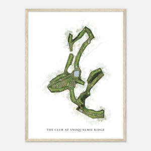 The Club in Snoqualmie Ridge, Washington - Klassische Aquarell Karte | Golfer Geschenk, Golf Wandkunst, Golf Poster Druck, Platz Layout