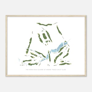 May include: A white framed print of a golf course map with green and blue colors. The text "THE KEEN RUN COURSE AT KEENE TRACE GOLF CLUB" is at the bottom of the map.