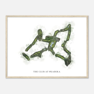 The Club in Pradera, Colorado - klassische Aquarell Karte | Golfer Geschenk, Golf Wandkunst, Golf Poster Druck, Platz Layout