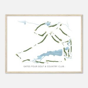 Gates Four Golf & Country Club, North Carolina - Moderne Aquarell Landkarte | Golfer Geschenk, Golf Wandkunst, Golf Poster Druck, Platz Layout
