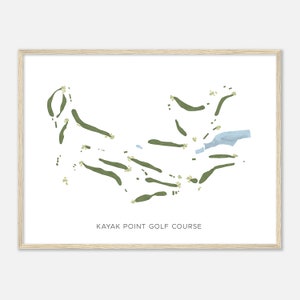 Kayak Point Golf Platz, Washington - Moderne Aquarell Landkarte | Golfer Geschenk, Golf Wandkunst, Golf Poster Druck, Platz Layout